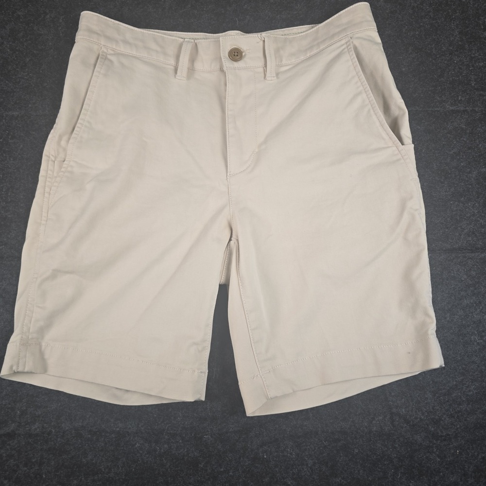 L.L. Bean Mens Comfort Stretch Chino Shorts 30W Khaki Beige Standard Fit 8" Ins.